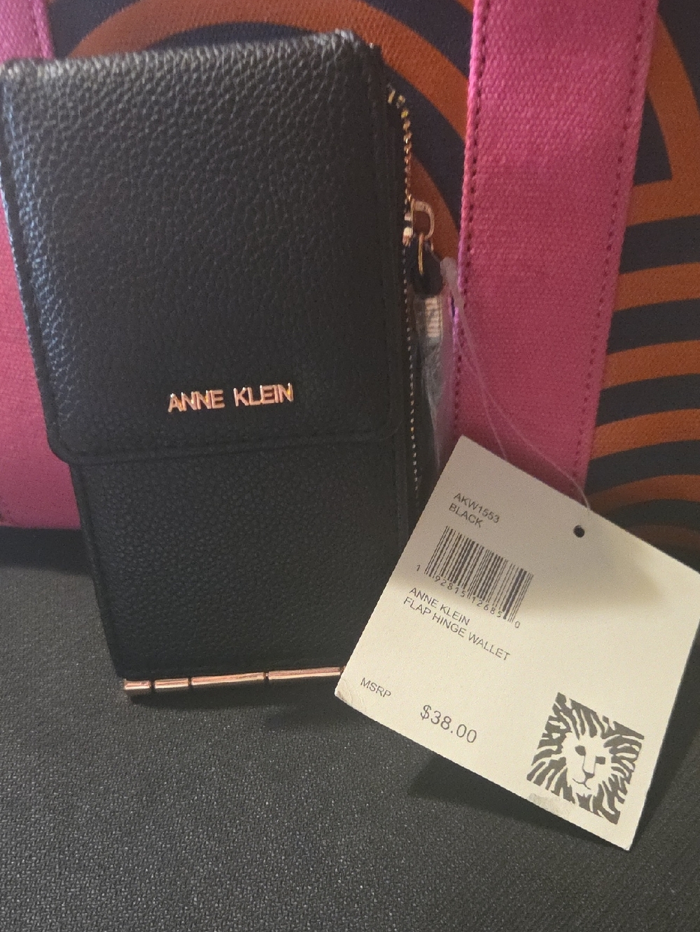 Anne Klein Black Pebbled Leather Flap Hinged Wallet